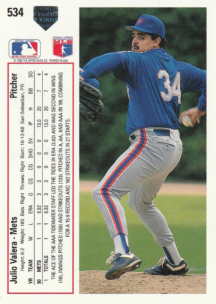 Julio Valera  baseball card collectible - Main Image 2