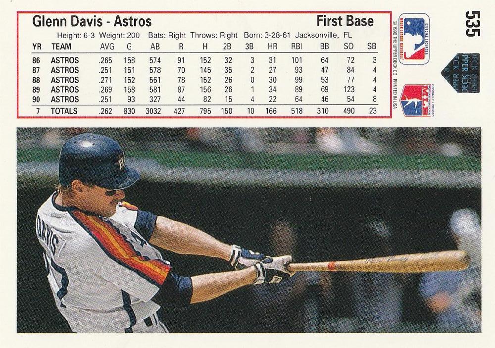 Glenn Davis  baseball card collectible - Main Image 2