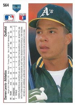 Darren Lewis  baseball card collectible - Main Image 2