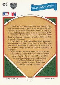Stolen Base Leaders (Lou Brock / Rickey Henderson)  baseball card collectible - Main Image 2