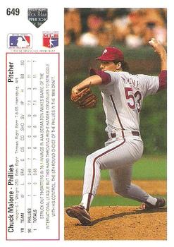 Chuck Malone  baseball card collectible - Main Image 2