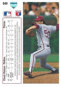 Chuck Malone  baseball card collectible - Main Image 2