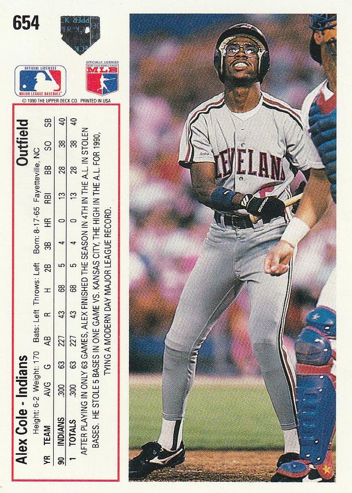 Alex Cole  baseball card collectible - Main Image 2