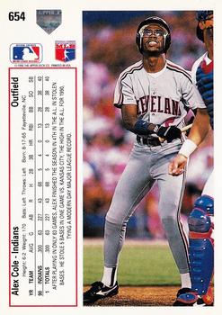 Alex Cole  baseball card collectible - Main Image 2