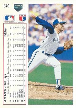 Jim Acker  baseball card collectible - Main Image 2