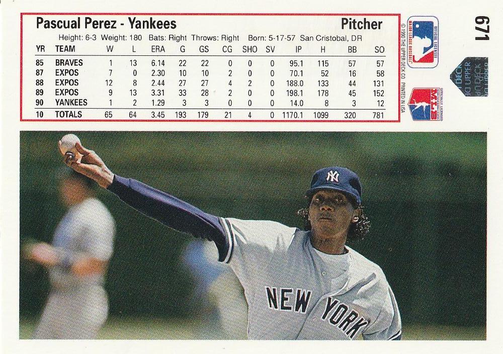 Pascual Perez  baseball card collectible - Main Image 2