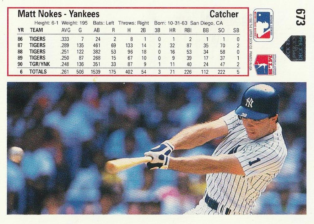 Matt Nokes  baseball card collectible - Main Image 2