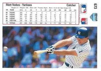 Matt Nokes  baseball card collectible - Main Image 2