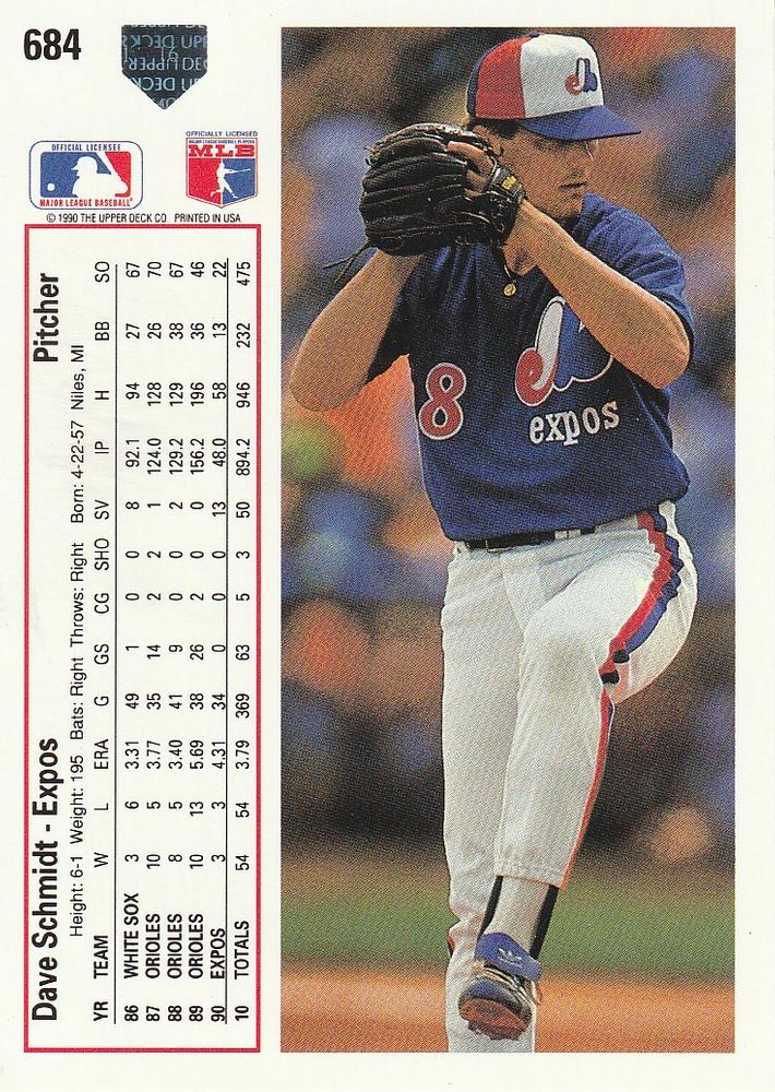 Dave Schmidt  baseball card collectible - Main Image 2