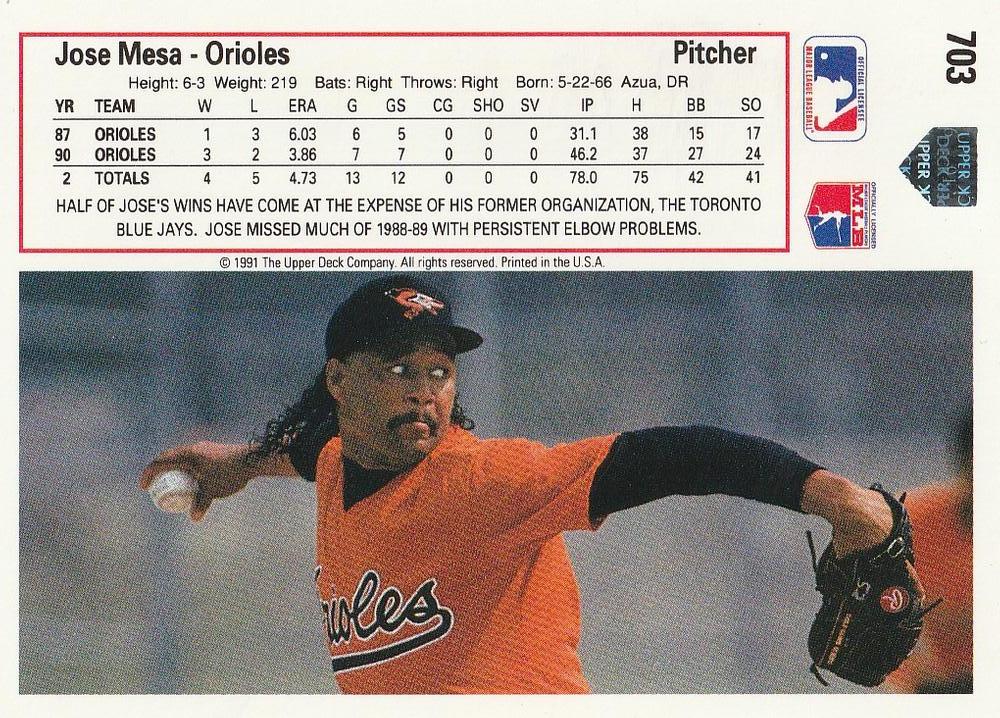 Jose Mesa  baseball card collectible - Main Image 2