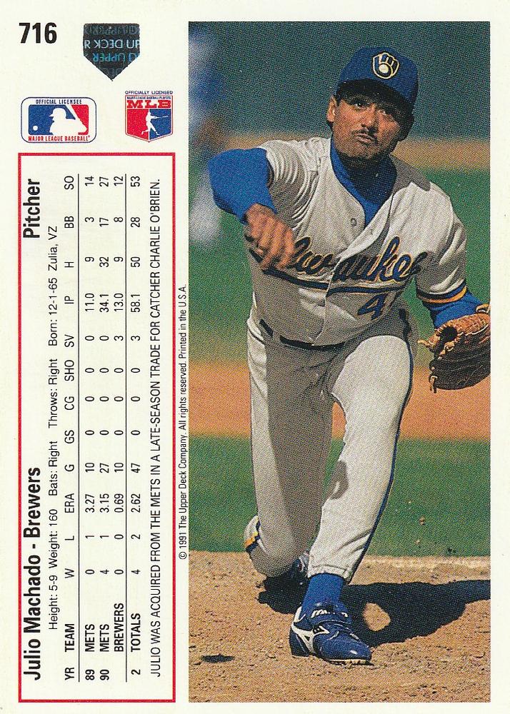 Julio Machado  baseball card collectible - Main Image 2