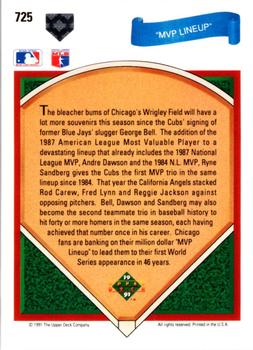 MVP Lineup (Andre Dawson / George Bell / Ryne Sandberg)  baseball card collectible - Main Image 2