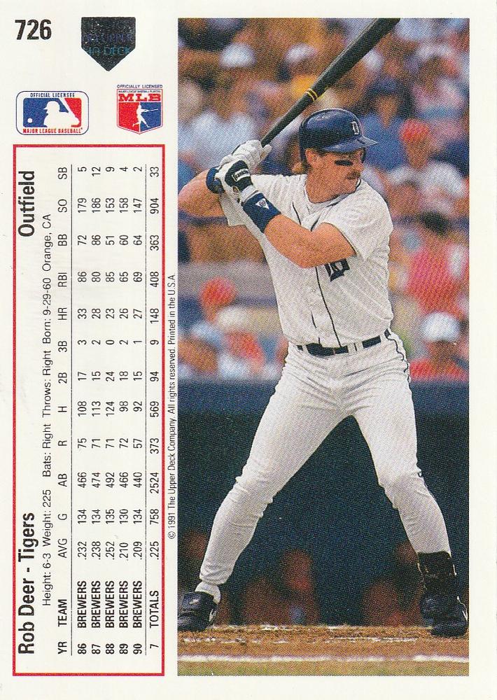 Rob Deer  baseball card collectible - Main Image 2