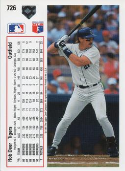 Rob Deer  baseball card collectible - Main Image 2