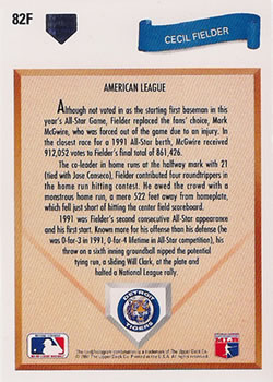 Cecil Fielder  baseball card collectible - Main Image 2