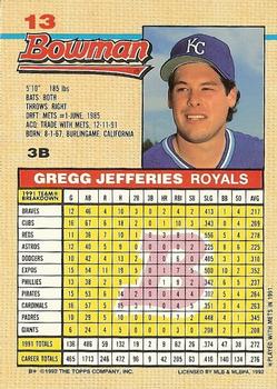 Gregg Jefferies  baseball card collectible - Main Image 2