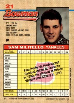 Sam Militello  baseball card collectible - Main Image 2
