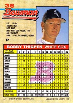 Bobby Thigpen  baseball card collectible - Main Image 2