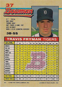 Travis Fryman  baseball card collectible - Main Image 2