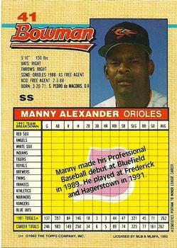 Manny Alexander  baseball card collectible - Main Image 2