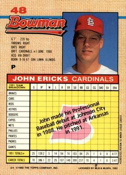 John Ericks  baseball card collectible - Main Image 2