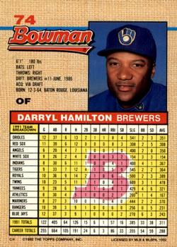 Darryl Hamilton  baseball card collectible - Main Image 2