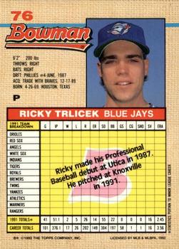 Ricky Trlicek  baseball card collectible - Main Image 2