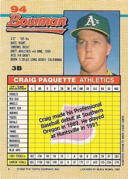 Craig Paquette  baseball card collectible - Main Image 2