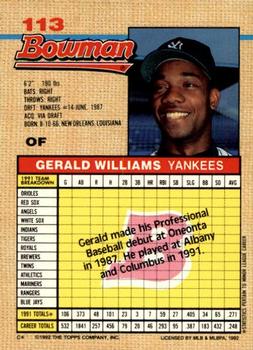 Gerald Williams  baseball card collectible - Main Image 2
