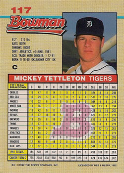 Mickey Tettleton  baseball card collectible - Main Image 2