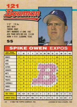 Spike Owen  baseball card collectible - Main Image 2