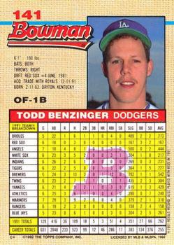 Todd Benzinger  baseball card collectible - Main Image 2