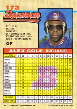 Alex Cole  baseball card collectible - Main Image 2