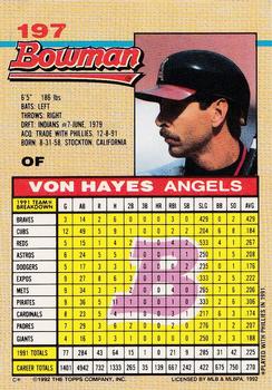 Von Hayes  baseball card collectible - Main Image 2