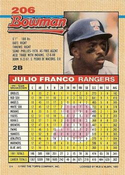 Julio Franco  baseball card collectible - Main Image 2