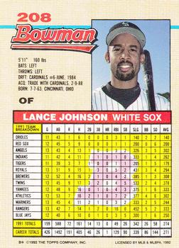 Lance Johnson  baseball card collectible - Main Image 2