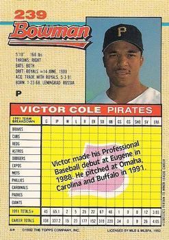 Victor Cole  baseball card collectible - Main Image 2