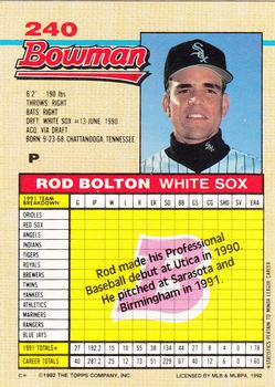 Rod Bolton  baseball card collectible - Main Image 2