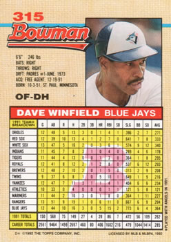 Dave Winfield  baseball card collectible - Main Image 2