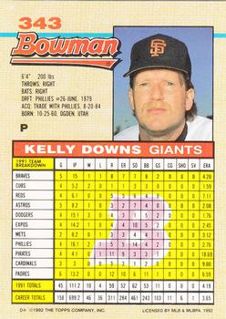 Kelly Downs  baseball card collectible - Main Image 2