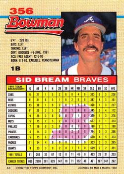 Sid Bream  baseball card collectible - Main Image 2