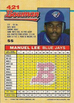 Manuel Lee  baseball card collectible - Main Image 2