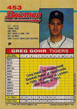 Greg Gohr  baseball card collectible - Main Image 2