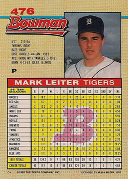Mark Leiter  baseball card collectible - Main Image 2