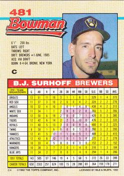 B.J. Surhoff  baseball card collectible - Main Image 2
