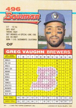 Greg Vaughn  baseball card collectible - Main Image 2