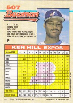 Ken Hill  baseball card collectible - Main Image 2