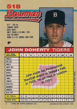John Doherty  baseball card collectible - Main Image 2