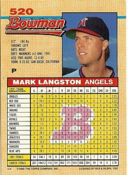 Mark Langston  baseball card collectible - Main Image 2
