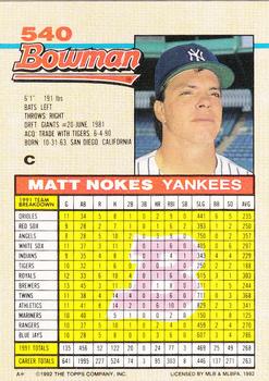 Matt Nokes  baseball card collectible - Main Image 2